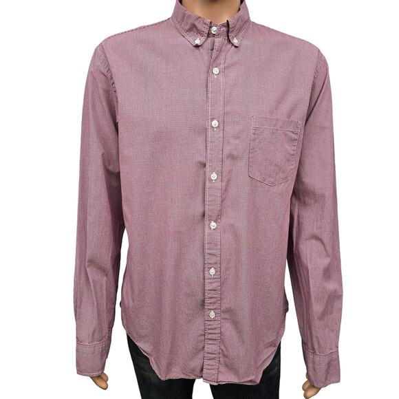 J. Crew Shirt Men XL Micro / Mini Red Gingham Check Long Sleeve Button down - Picture 3 of 13